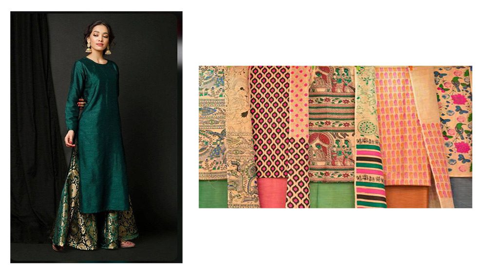 indiai téli ruhák - brokát és khadi textil anyagok 